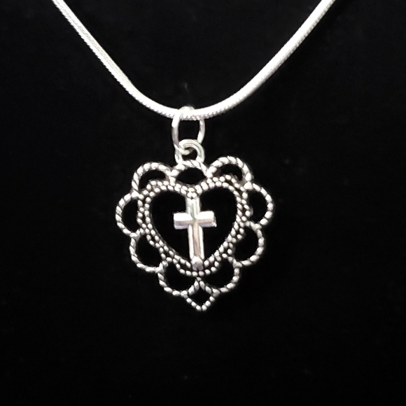 COPY - Always In My Heart Cross 22" \.925 Sterling Silver Necklace - Picture 1 of 5